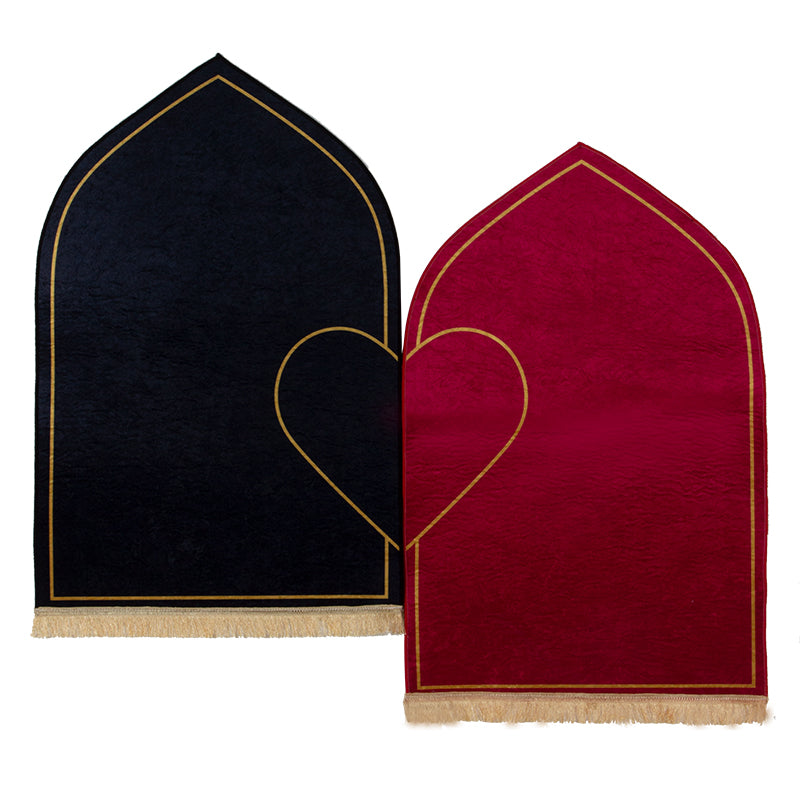 Couple prayer mat set - Couple Prayer Mat Set - Navy & Burgundy Geometric - main product image