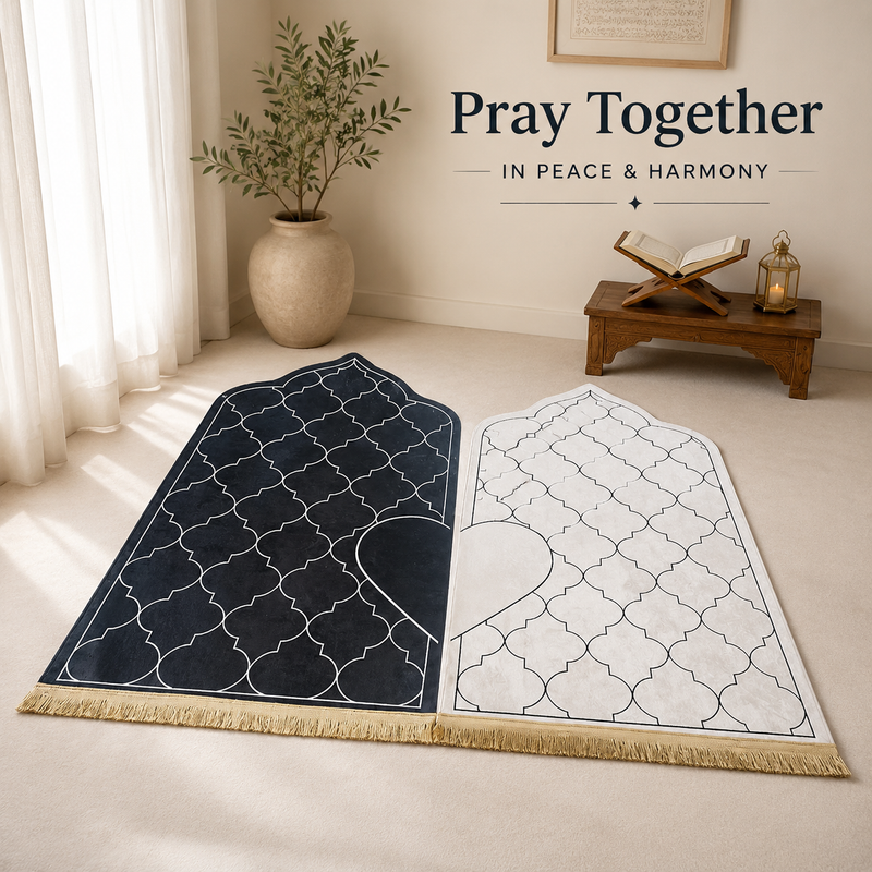 Couple prayer mat set - Couple Prayer Mat Set - Midnight & Ivory Minimal - main product image