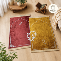 Couple prayer mat set - Couple Prayer Mat Set - Charcoal & Blush Velvet - detail view 2