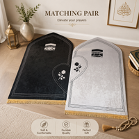 Couple prayer mat set - Couple Prayer Mat Set - Black & Silver Kaaba Rose - detail view 3