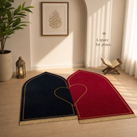 Couple prayer mat set - Couple Prayer Mat Set - Navy & Burgundy Geometric - detail view 5
