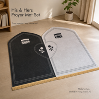 Couple prayer mat set - Couple Prayer Mat Set - Onyx & Platinum Kaaba - detail view 5